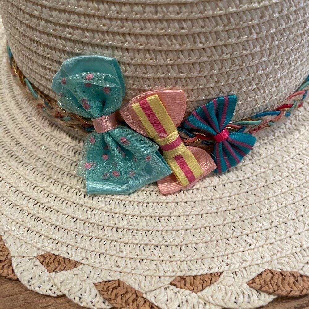 NWT VTG Little Follie Girls fancy Pageant hat colorful bows braiding Rare